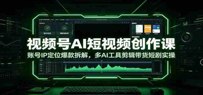 视频号AI短视频创作课:账号IP定位爆款拆解,多AI工具剪辑带货短剧实操-一起发