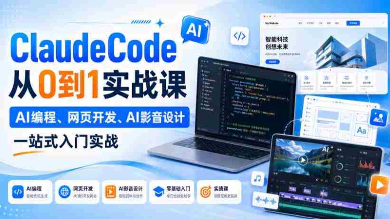 ClaudeCode从0到1实战课,AI编程、网页开发、AI影音设计一站式入门实战-一起发