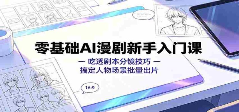 零基础AI漫剧新手入门课:吃透剧本分镜技巧,搞定人物场景批量出片-一起发