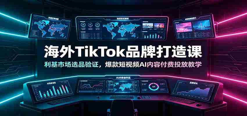 海外TikTok品牌打造课：利基市场选品验证，爆款短视频AI内容付费投放教学-一起发