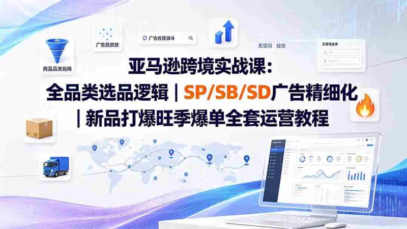 (19563期)亚马逊跨境实战课-更新:全品类选品逻辑|SP/SB/SD广告精细化|新品打爆旺季爆单全套运营教程-一起发