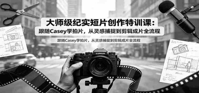 大师级纪实短片创作特训课:跟随Casey学拍片,从灵感捕捉到剪辑成片全流程-一起发