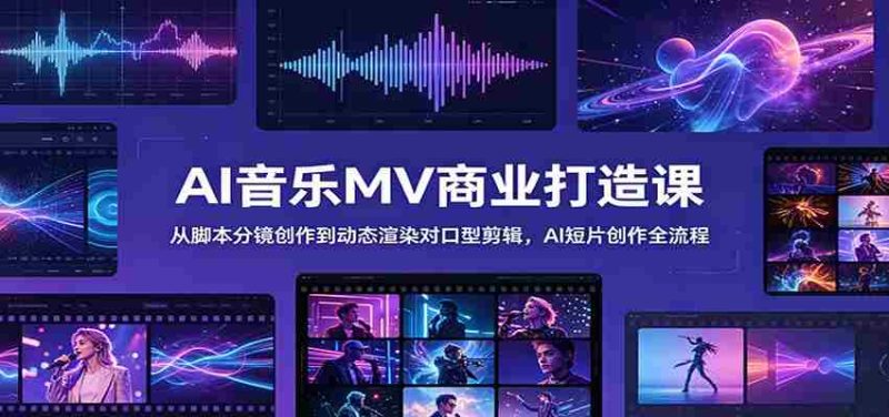 AI音乐MV商业打造课:从脚本分镜创作到动态渲染对口型剪辑,AI短片创作全流程-一起发