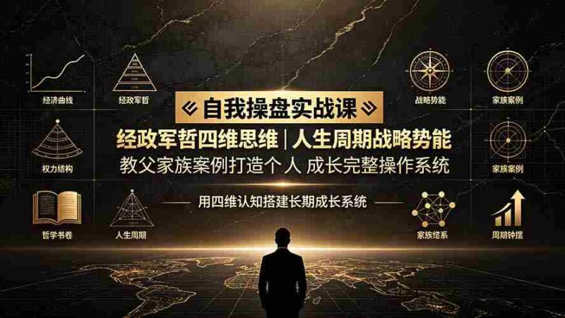 (19398期)自我操盘实战课:经政军哲四维思维|人生周期战略势能|教父家族案例打造个人成长完整操作系统-一起发