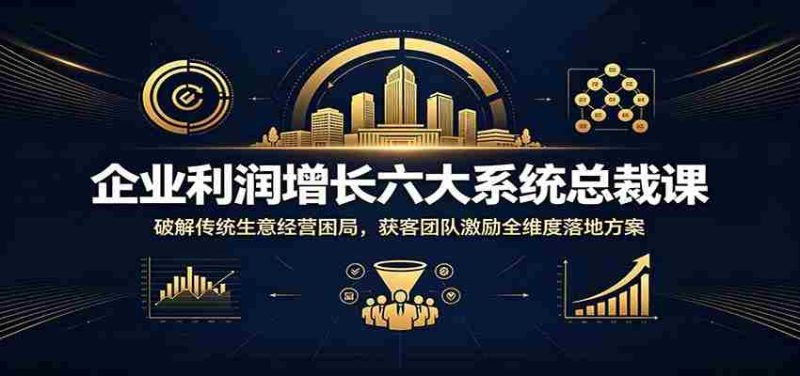 企业利润增长六大系统总裁课：破解传统生意经营困局，获客团队激励全维度落地方案-一起发