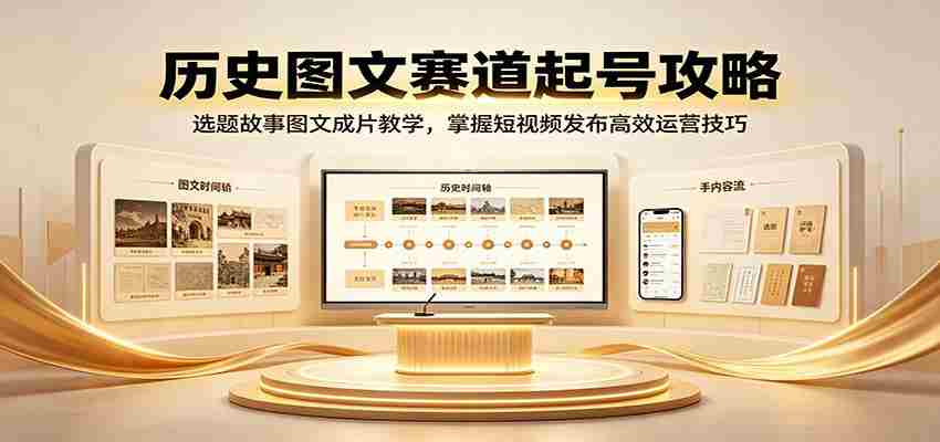 历史图文赛道起号攻略：选题故事图文成片教学，掌握短视频发布高效运营技巧-一起发