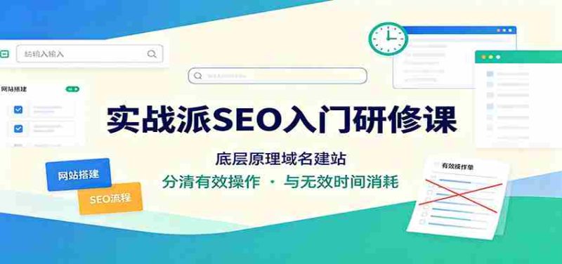实战派SEO入门研修课:底层原理域名建站,分清有效操作与无效时间消耗-一起发