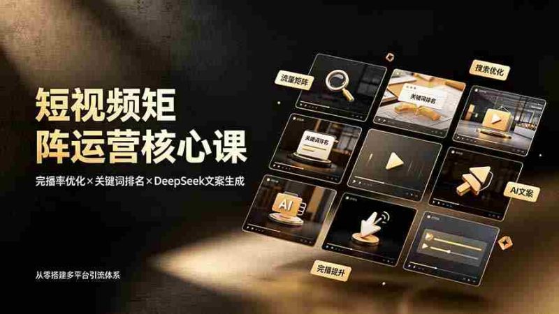 (19259期)短视频矩阵运营核心课:完播率优化×关键词排名×DeepSeek文案生成,从零搭建多平台引流体系-一起发