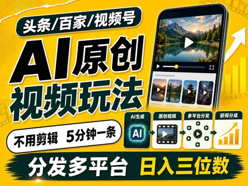 2026头条百家号升级玩法 5分钟一条原创视频 发多平台赚收-一起发