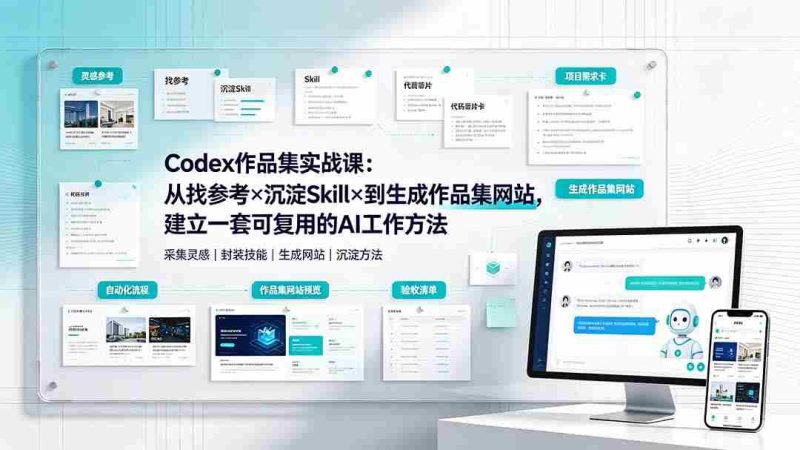 (19361期)Codex作品集实战课:从找参考×沉淀Skill×到生成作品集网站,建立一套可复用的AI工作方法-一起发