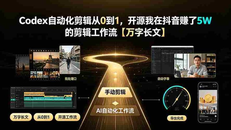 (19504期)Codex自动化剪辑从0到1,开源我在抖音赚了5W 的剪辑工作流【万字长文】-一起发