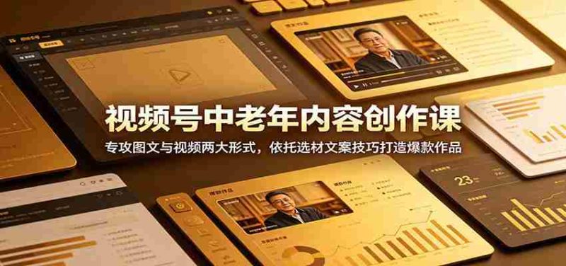 视频号中老年内容创作课:专攻图文与视频两大形式,依托选材文案技巧打造爆款作品-一起发