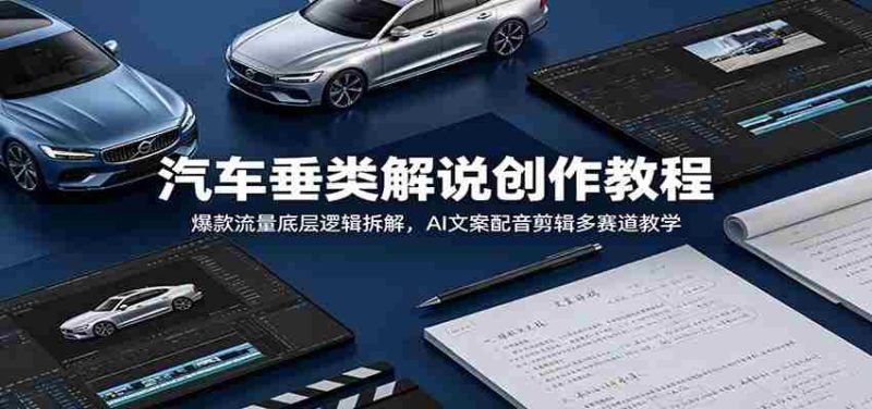 汽车垂类解说创作教程:爆款流量底层逻辑拆解,AI文案配音剪辑多赛道教学-一起发
