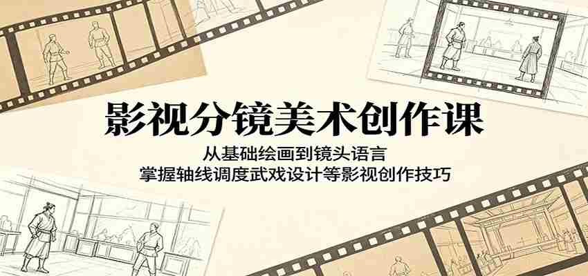影视分镜美术创作课：从基础绘画到镜头语言，掌握轴线调度武戏设计等影视创作技巧-一起发