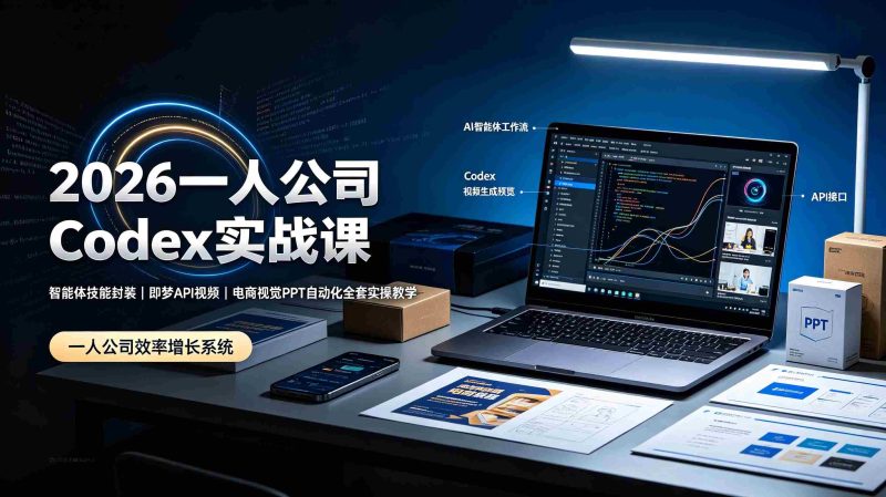 (19503期)2026一人公司Codex实战课◆智能体技能封装|即梦API视频|电商视觉PPT自动化全套实操教学-一起发