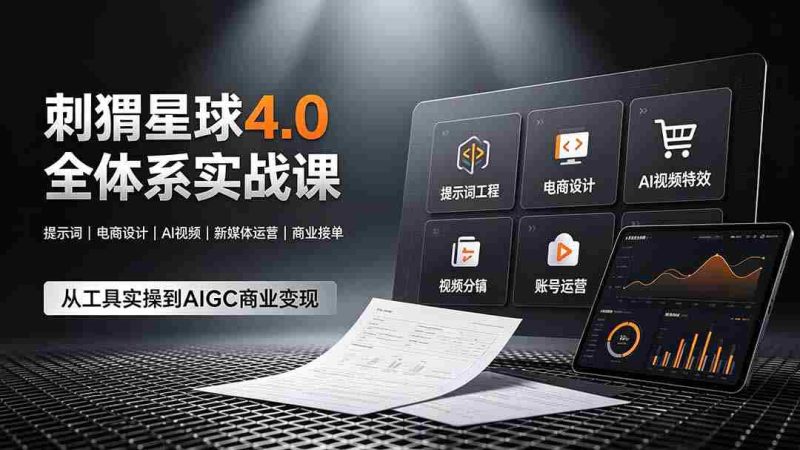 (19224期)刺猬星球4.0全体系实战课,覆盖提示词工程、电商设计、AI视频特效与新媒体运营,一站式掌握AIGC商业核心技能-一起发