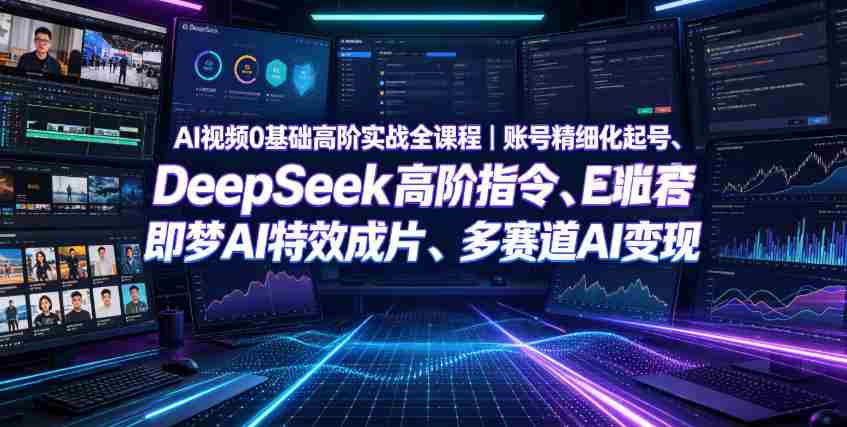 AI视频0基础高阶实战全课程｜账号精细化起号、DeepSeek高阶指令、即梦AI特效成片、多赛道AI短视频量产变现-一起发