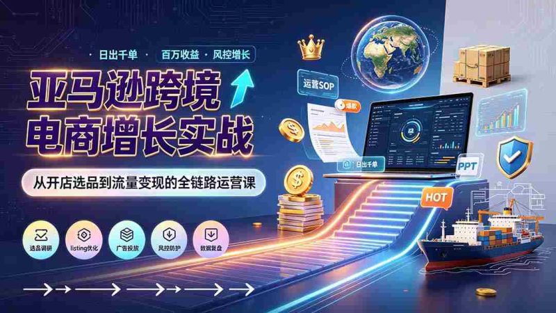 (19308期)亚马逊0-1孵化特训营8期:从注册风控到稳定日出千单实战,规避审核封店风险,标准化执行流程落地-一起发