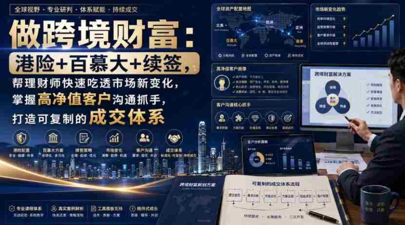 做跨境财富:港险+百慕大+续签,帮理财师快速吃透市场新变化,掌握高净值客户沟通抓手,打造可复制的成交体系-一起发