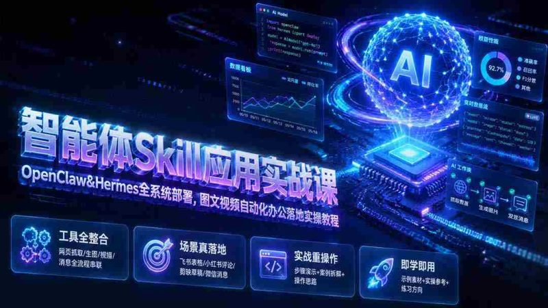 (19645期)智能体Skill应用实战课:OpenClaw&Hermes全系统部署,图文视频自动化办公落地实操教程-一起发