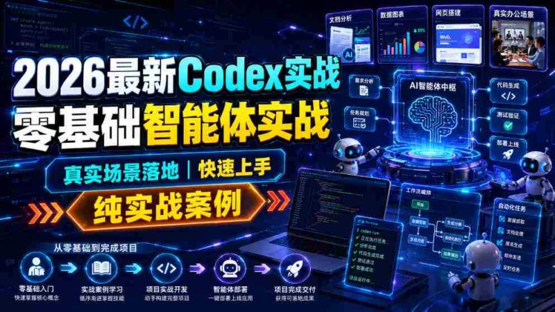 2026最新Codex实战零基础智能体实战,真实场景落地,快速上手,纯实战案例-一起发