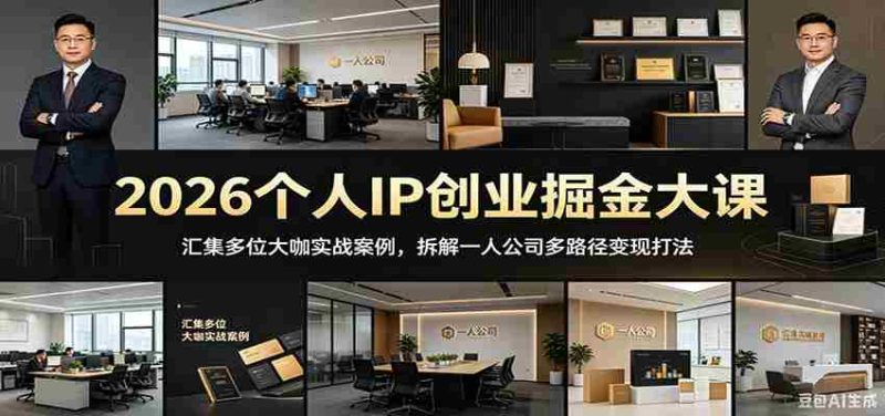 2026个人IP创业掘金大课:汇集多位大咖实战案例,拆解一人公司多路径变现打法-一起发