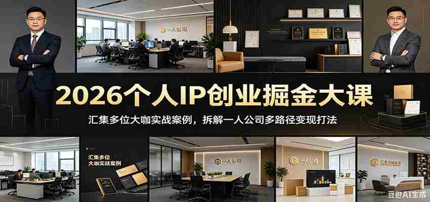 2026个人IP创业掘金大课：汇集多位大咖实战案例，拆解一人公司多路径变现打法-一起发