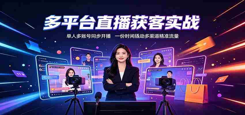 多平台直播获客实战：单人多账号同步开播，一份时间撬动多渠道精准流量-一起发