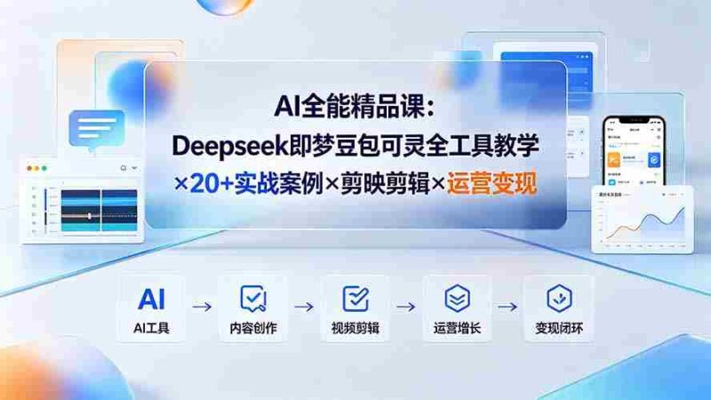 （19278期）AI全能精品课：Deepseek即梦豆包可灵全工具教学×20+实战案例×剪映剪辑×运营变现-一起发