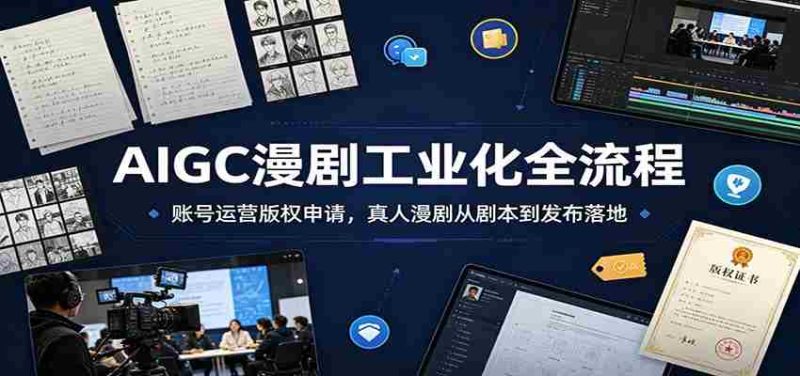 AIGC漫剧工业化全流程：账号运营版权申请，真人漫剧从剧本到发布落地-一起发