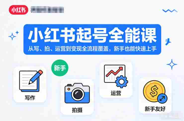 小红书起号全能课,从写、拍、运营到变现全流程覆盖,新手也能快速上手(更新)