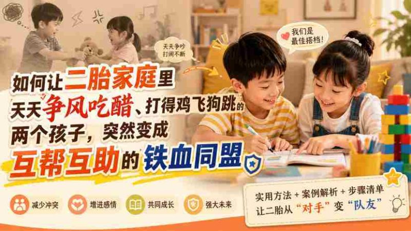 付费文章:如何让二胎家庭里天天争风吃醋、打得鸡飞狗跳的两个孩子,突然变成互帮互助的铁血同盟?-一起发