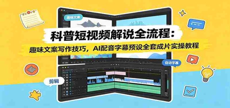 科普短视频解说全流程:趣味文案写作技巧,AI配音字幕预设全套成片实操教程-一起发