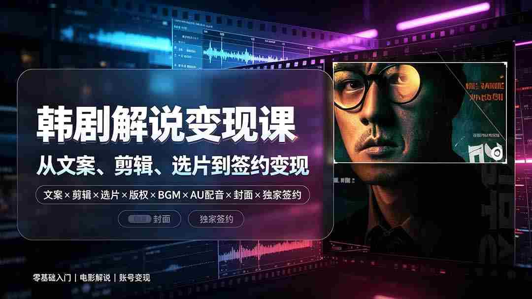 （19438期）抖音270W粉丝博主亲授韩剧解说课：文案×剪辑×选片×版权×BGM×AU配音×封面×独家签约，零基础到变现-一起发