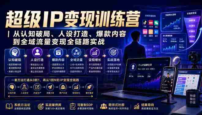 超级IP变现训练营|从认知破局、人设打造、爆款内容到全域流量变现全链路实战