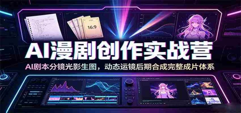 AI漫剧创作实战营：AI剧本分镜光影生图，动态运镜后期合成完整成片体系-一起发