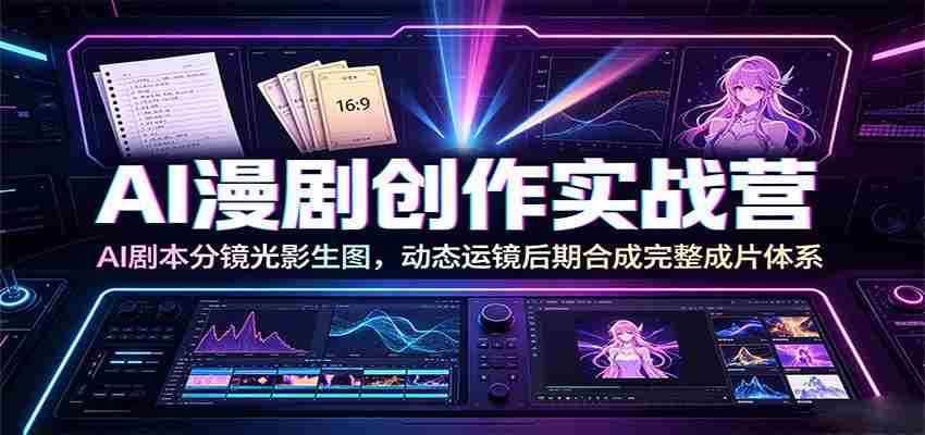 AI漫剧创作实战营：AI剧本分镜光影生图，动态运镜后期合成完整成片体系-一起发