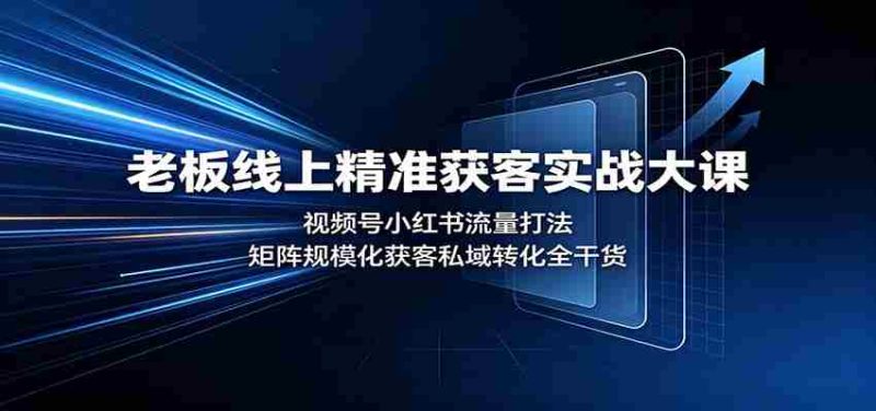 老板线上精准获客实战大课：视频号小红书流量打法，矩阵规模化获客私域转化全干货-一起发