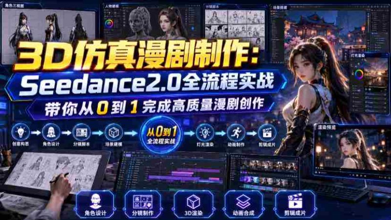 3D仿真漫剧制作:Seedance2.0全流程实战,带你从0到1完成高质量漫剧创作-一起发