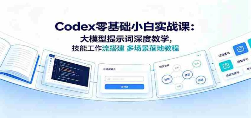 Codex零基础小白实战课：大模型提示词深度教学，技能工作流搭建多场景落地教程-一起发