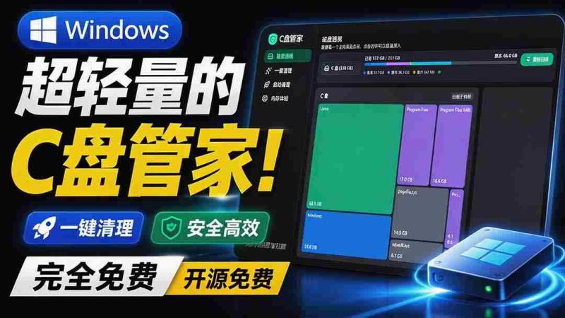 (19750期)Windows 超轻量的C盘管家!超级有特点,支持磁盘分析及清理提醒,2M大小体积,完全免费 C盘管家-一起发