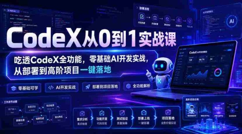 CodeX从0到1实战课，吃透CodeX全功能，零基础AI开发实战，从部署到高阶项目一键落地-一起发
