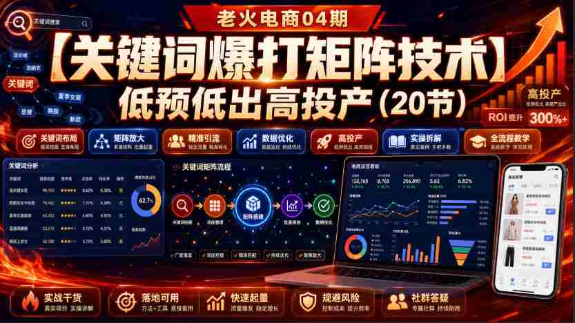 老火电商04期：【关键词爆打矩阵技术】低预低出高投产（20节）-一起发