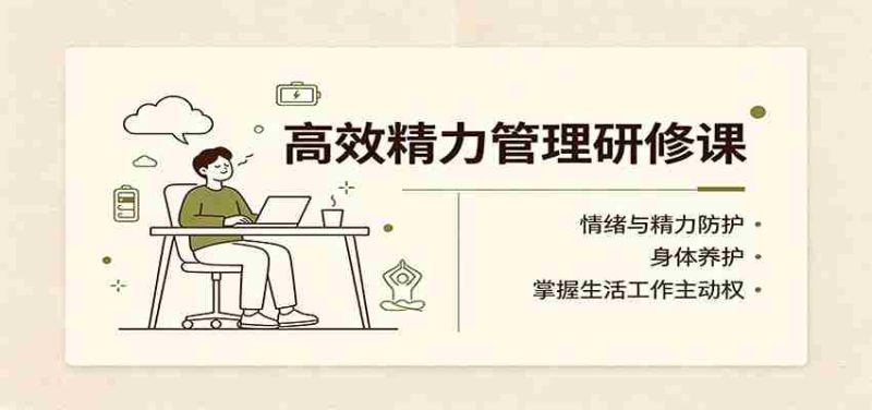 高效精力管理研修课:情绪与精力防护,身体养护,掌握生活工作主动权-一起发