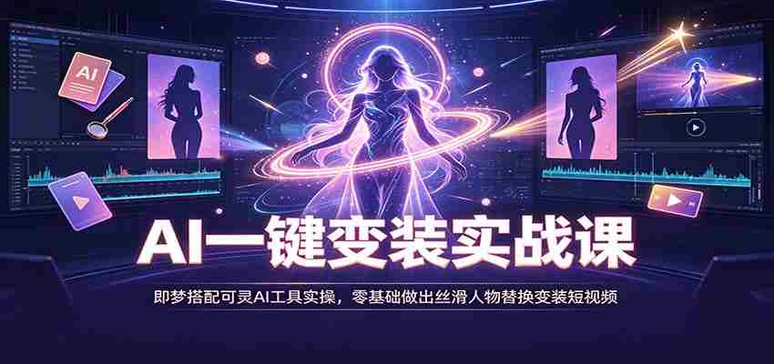 AI一键变装实战课：即梦搭配可灵AI工具实操，零基础做出丝滑人物替换变装短视频-一起发