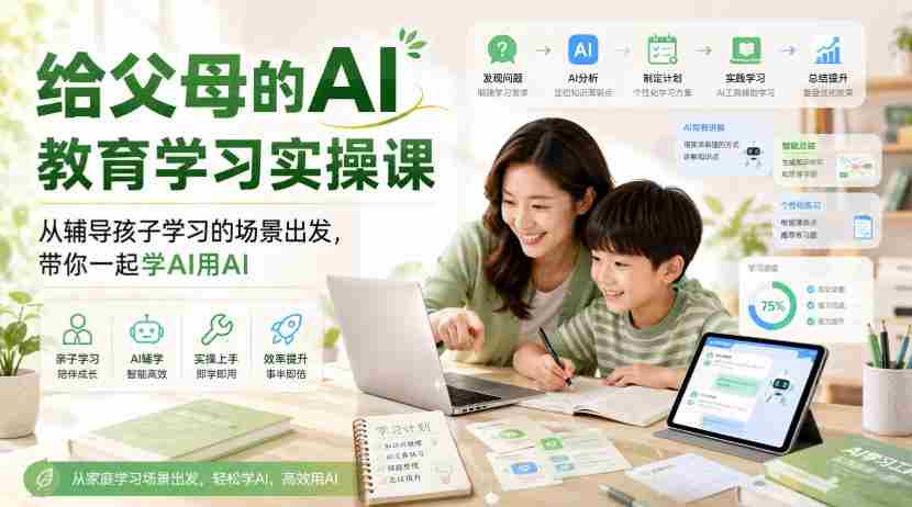 给父母的AI教育学习实操课,从辅导孩子学习的场景出发,带你一起学AI用AI