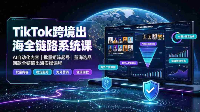 （19425期）TikTok跨境出海全链路系统课-2026年7月：AI自动化内容｜批量矩阵起号｜蓝海选品回款全链路出海实操课程-一起发