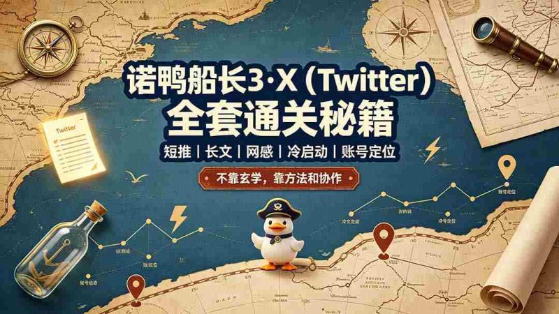 (19215期)诺鸭船长3·X(Twitter)全套通关秘籍,短推、长文、网感、冷启动、账号定位,不靠玄学,靠方法和协作-一起发