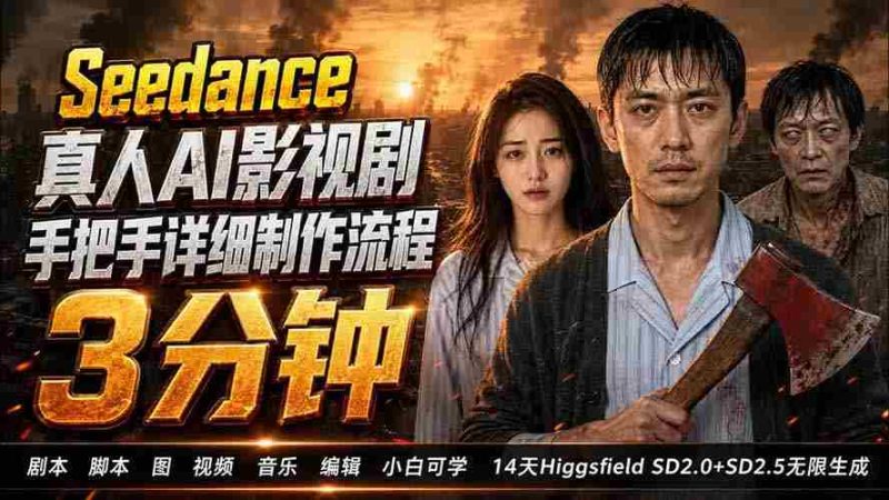 (19706期) 3分钟真人AI影视剧怎么做?SD 2.0手把手完整制作流程|Higgsfield 14天SD 2.0/2.5无限生成-一起发