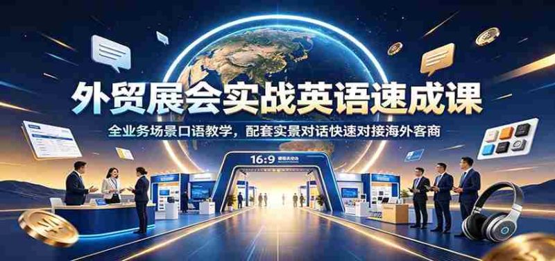外贸展会实战英语速成课：全业务场景口语教学，配套实景对话快速对接海外客商-一起发